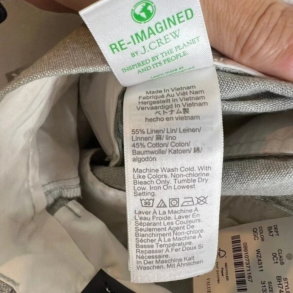 J.Crew $98 Straight-fit linen-cotton blend pant Quarry Green 31X32 BH747 - Picture 9 of 9